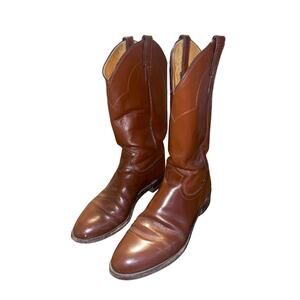 Vintage Justin Roper Cowboy Boots Western Brown Leather Mens Size 9